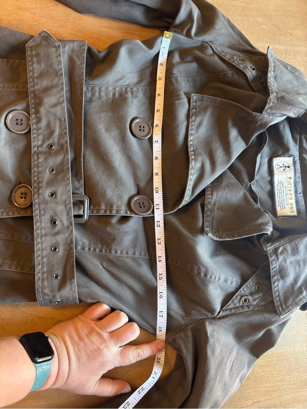 Prisca One Olive Green Cotton Blend Short Trench Coat Utility Grunge Neutral